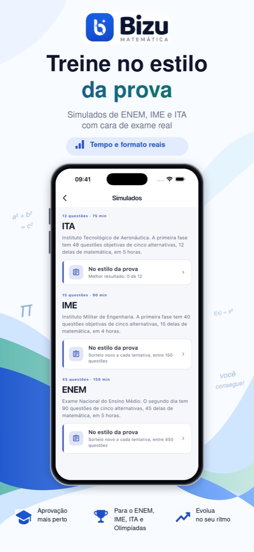 Tela do aplicativo: Simulados